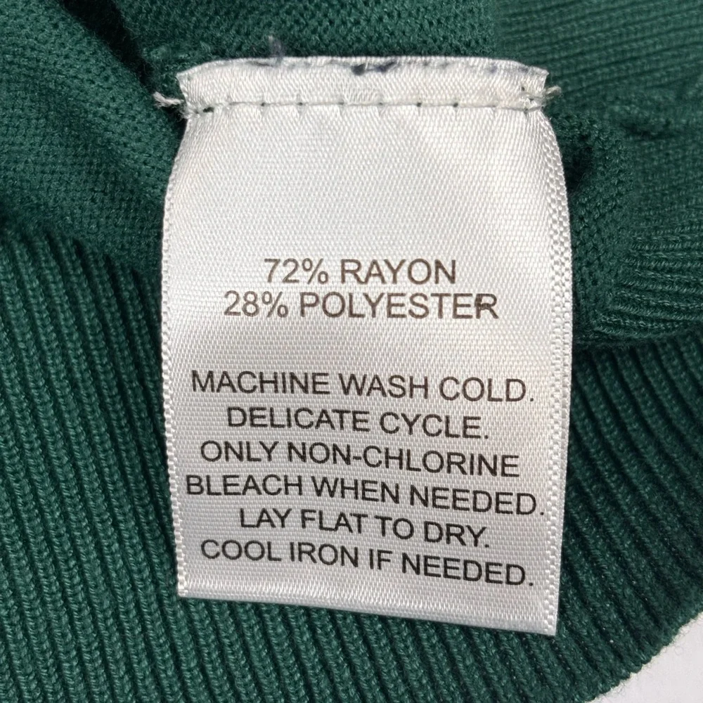 Madison Grey Emerald Green Cuffed Turtleneck Sweater L Rayon Blend Knit Pullover - Picture 9 of 10